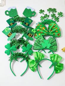 1/2/3/4/5件装女士随机颜色圣帕特里克节亮片装饰发箍，饰有三叶草鸡尾酒杯图案，适合圣帕特里克节派对装扮 - 彩色 - 查看 4