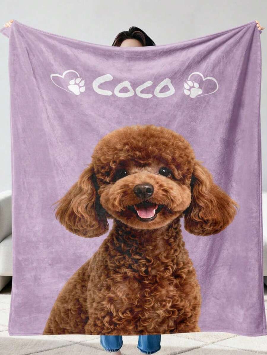 Chăn in ảnh thú cưng theo yêu cầu: Quà tặng cá nhân hóa bằng vải flannel dành cho chủ nuôi chó/mèo, dành cho gia đình. - Nhiều màu - Xem 1