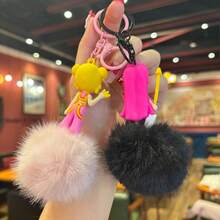 Mattel K-Pop 女巫组合毛球钥匙扣吊坠，背包挂饰，汽车钥匙链，可爱钥匙圈，卡通情侣包包挂饰，冬季 - 彩色 - 查看 4