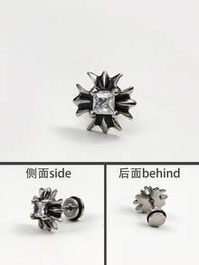 Men's Titanium Steel Earrings, Cross Design, Dark Style Men's Earrings - Silver - View 9