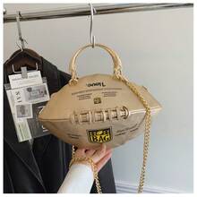 Fashion Unique Bowling Shape Crossbody Bag For Women Letter Printed Handbag With Metal Handle  New Arrival High-End Quality Versatile Chain Shoulder Crossbody Bags For Daliy Use Outfit Vacation Party Sport - Màu Khaki - Xem 10
