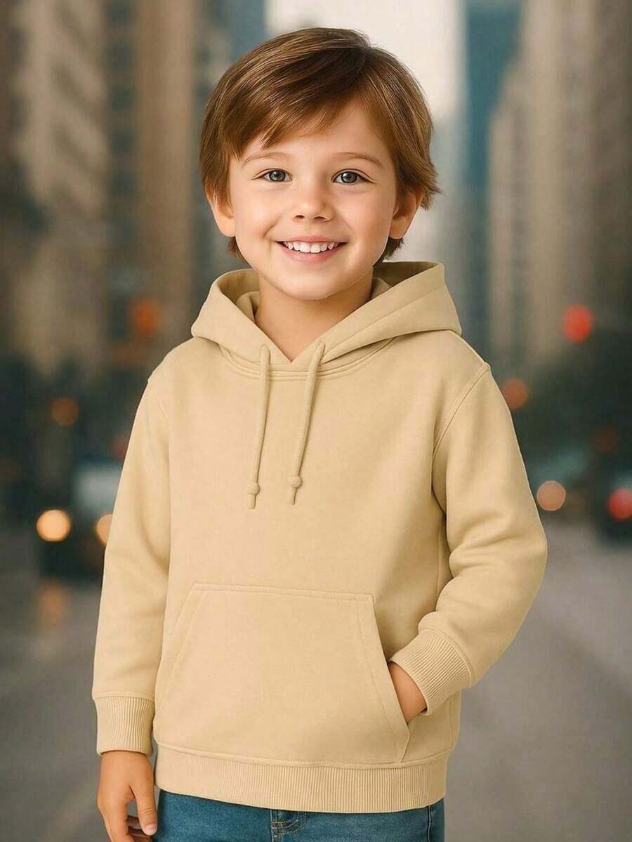 Men's Fleece Hoodie, Warm And Flannel Lined, Hooded, For Children. - Màu be - Xem 1