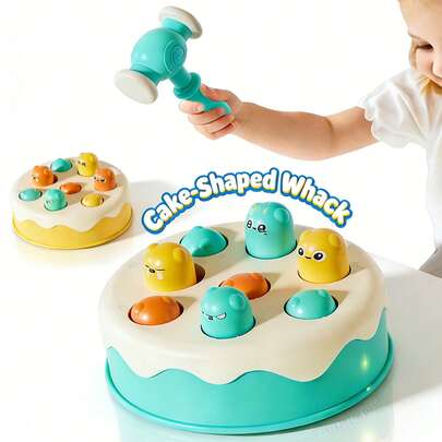 一套蛋糕造型打地鼠玩具，适合3岁以上儿童 - 互动式手眼协调训练，益智早教新年礼物，男女童皆宜