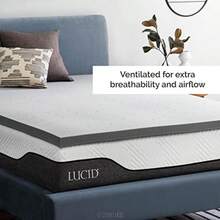 colchónLucid - Colcon de Memory m con Infusion de Carbon de Bau - Soecolcon Ventilado de 5  - Topper para Colcon Refreste - Suave y Acolcada - Alia Puntos de Presion - Matrimonialmattress - Bambú - Ver 2