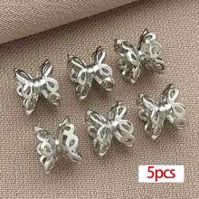 5个18K镀金双花珠帽，镂空花珠，黄铜珠隔珠，双头珠帽，适用于珠宝制作，手链，耳环，女士饰品配件 - 彩色 - 查看 11