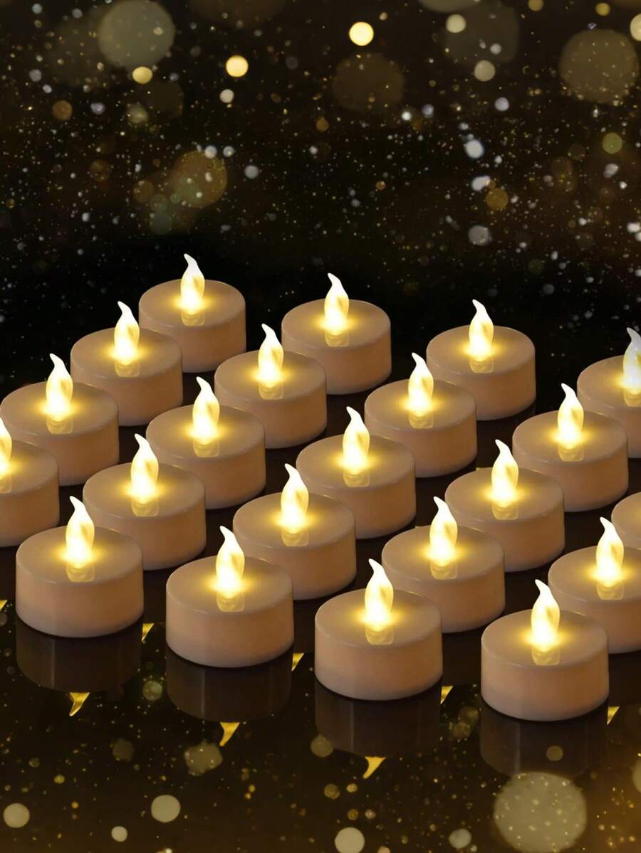 24支装高亮度暖黄色茶蜡，可连续点亮，适用于婚礼、祈祷、节日礼物等各种场合，营造节日氛围，可用于房间装饰、家居装饰、生日、毕业典礼等。 - 彩色 - 查看 1