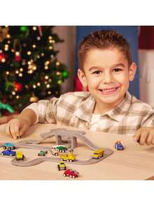 Driven by Battat – Driven by Battat – 61pc Toy Car Playset – 10 Pocket Vehicles Included – Buildings, Ramp, Tracks & More – Kids 3 Years + – Pocket Pack Playset,40841874 - Rosa - Ver 2