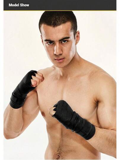 1 Pair 3 Meters Long Elastic Unbranded Solid Color Boxing Wraps, Suitable For Muay Thai, MMA, Adult Hand Wraps