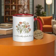 1 Elegant Christian Inspirational Coffee Mug With Floral Design - 11 Oz Insulated Ceramic Cup, "Sweet Friendship Refreshes The Soul" And Bible Verses, Non-Slip Base, Beige/Brown/White Soft Floral Pattern - Ideal Gift For Women, Moms, Sisters, Friends, Colleagues - Birthday, Christmas, Easter, Valentine's Day Gift - Hand Wash Only, Reusable Coffee, Tea, Hot Drink Cup - [白色的] - 查看 8