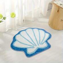 1 件可爱贝壳造型地毯，柔软舒适，可用作入口垫、家居装饰小地毯，适用于卧室、客厅、梳妆台、节日装饰 - 藍白色 - 查看 1
