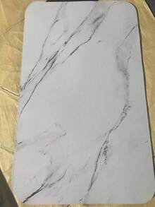 Quick-Drying Silicone Bathroom Mat, Non-Slip Rubber Backing, Waterproof Leather Bathroom Mat, Non-Woven Fabric Woven Rectangle White Marble Pattern - Multicolor - View 4