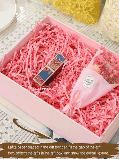 Pink Raffia Filler Effectively Fills Extra Space Inside Gift Boxes While Keeping Contents Centered. Ideal For Gift Baskets, Gift Boxes, And Gift Bags. Decorated With Shredded Raffia, Perfect For Bridesmaid Gifts, Engagement Ceremonies, Weddings, Valentine's Day, Mother's Day, And Easter Holiday Packaging.
