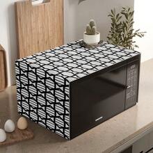 1pc Geometric Print Pattern Microwave Dust Cover, Decorative Dust Cover, Flat Printing, Linen Material, Non-Waterproof, With Side Pocket, Home Decor, Appliance Protection Decor, Easy To Use And Clean - Multicolor - View 17