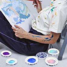 Paleta De Cerámica para Acuarela con Tapa Bandeja para Mezclar Pinturas Ideal para Artistas Estudiantes Y Niños,40855186 - Multicolor - Ver 2