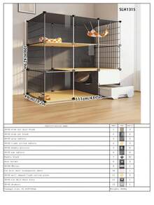 All-In-One Cat Cage, Indoor Small Apartment Cat Villa, Cat House, Cat Nest, Cat Litter Box, Space-Saving - Multicolor - View 15