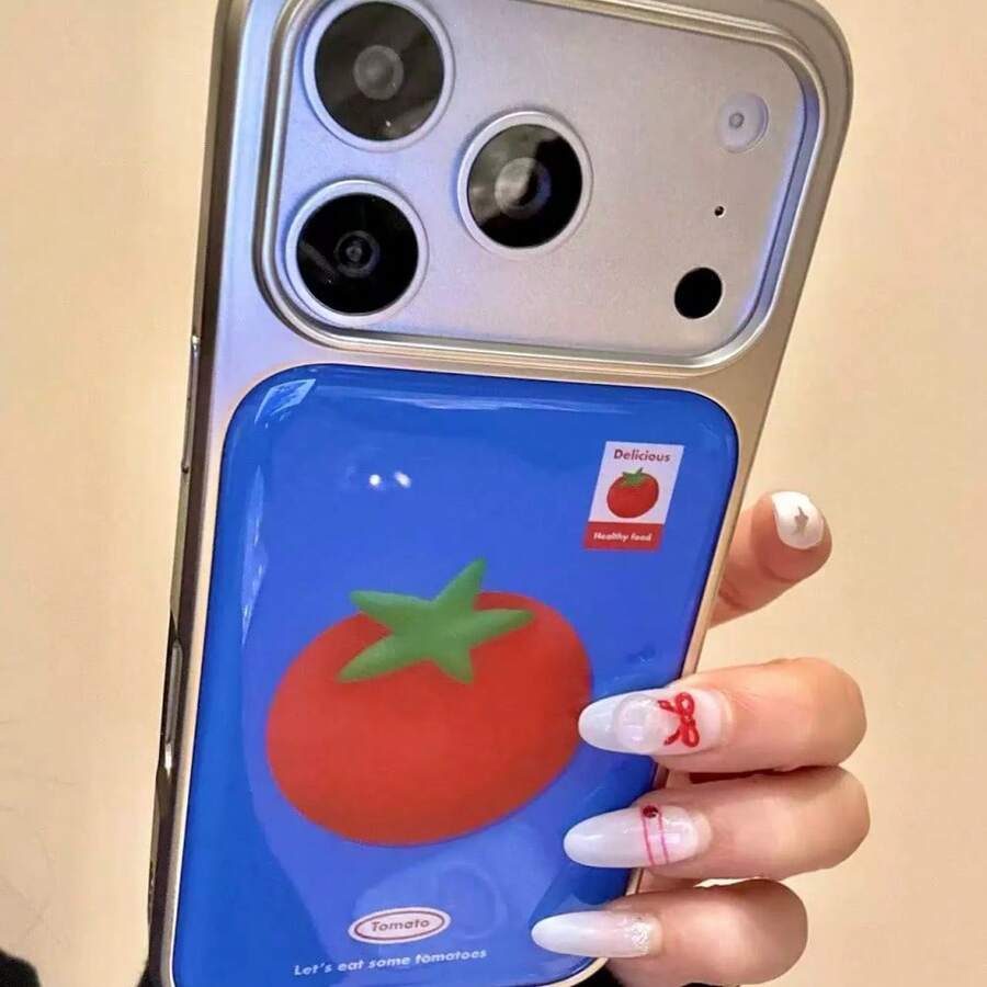 Tomato Label Soft Silicone Phone Case Compatible With IPhone 17 Pro Max, Shockproof Protective Cover - Blue - View 1