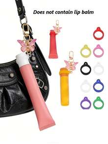 Portable Lip Balm Keychain, Non-Slip And Durable, Suitable For Various Shapes Of Lipsticks, Lip Balms, Or Perfumes. Convenient To Use Anytime, Anywhere, A Travel Essential, Stylish Lip Balm, Accessory - Multicolor - View 1