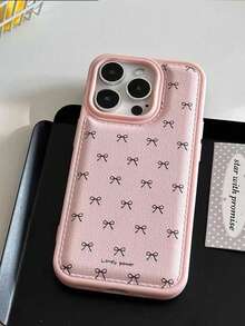 1 chiếc ốp lưng bảo vệ màu đen nơ và hồng họa tiết bong bóng, tương thích với iPhone 11/12/13/14/15/16/17 - Màu xanh nhạt - Xem 2