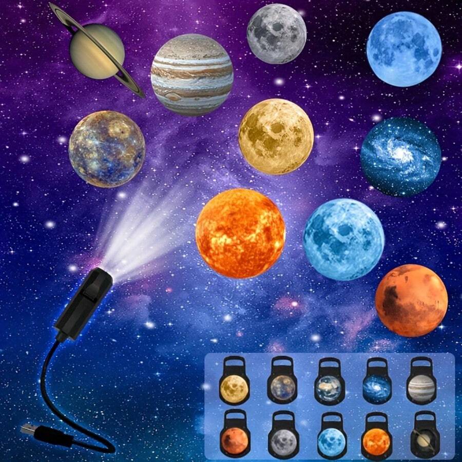 1pc/3pcs/6pcs/10pcs USB Powered LED Projection Lamp, Projection Pattern Light, 360° Rotatable, Suitable For Bedroom Ceiling, Photography Backdrop, Wedding And Christmas Ceiling Lighting, USB Lamp - USB Projector Light - View 1