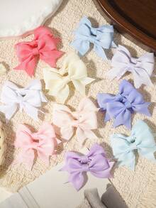 20pcs/Set Gradient Bow Hair Clips, Sweet Candy Color Hair Accessories, Children's Daily & Party Hair Decorations - Multicolor - View 3