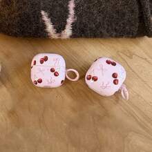 Minimalist Pink Bowknot Cherry Hanging Loop Earphone Case Compatible With Huawei Freebuds 7i, Freebuds 2, Freebuds SE3, Freebuds 5i, Buds Pro 3, Cute Korean Style Earphone Case - Pink - View 2