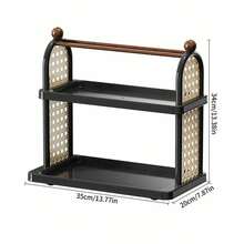 Two-Layer Modern-Style Black Plastic Cup Storage Rack With Detachable Upper Shelf, Tea Set Organizer, Draining Rack, Desktop Storage Shelf, Easy-To-Clean Organizer, Desktop Decoration, Jewelry Display Stand, Cosmetics Storage Rack, Coffee And Coffee Cup Display Stand, Suitable For All Types Of Cups. - 黑色 - 查看 4