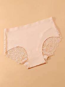 3pcs/Set Celana Dalam Wanita Seksi Warna Polos dengan Hiasan Renda dan Bahan Sutra Warna Es - MultiWarna - View 4