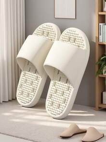 Massage Breathable Slippers, Indoor Home Unisex Hollow Quick-Drying Bathroom Shower Sandals - White - View 4
