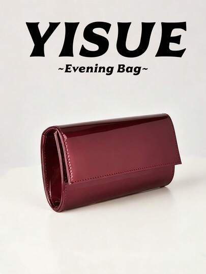 2025 Ny mode silvermetall aftonväska, kvinnors PU-läder glänsande spegelklaffkutsch, elegant festväska med kedja