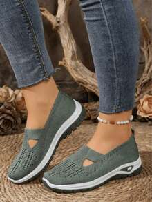 Women's Orthopedic Comfort Slip-On Sneakers - With Arch Support And Skin-Friendly Foam, All-Day Lightweight Walking Shoes, Non-Slip PVC Sole - Suitable For Nurses, Teachers, Standing And Running Errands, Orthopedic Shoes, Exquisite Pressure-Relieving Design, Beautiful Embroidery, Soft Cushioning, Suitable For Long-Term Standing Work Shoes, Casual Women's Shoes - màu xanh lá - Xem 5