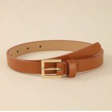 1pcsSimple & Fashionable Square Buckle Waist Belt For Women, Solid Color Elegant Lady Dress Pants Belt, Retro Casual Waist Belt, College Style, Suitable For Daily Commute, Can Be Gifted Summer, School Fall, Autumn, Halloween - 棕色 - 查看 7