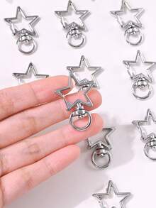 10pcs Fashionable Simple Star Clasp Hook Diy Keychain Material Accessories - Silver - View 12