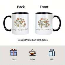 1 Elegant Christian Inspirational Coffee Mug With Floral Design - 11 Oz Insulated Ceramic Cup, "Sweet Friendship Refreshes The Soul" And Bible Verses, Non-Slip Base, Beige/Brown/White Soft Floral Pattern - Ideal Gift For Women, Moms, Sisters, Friends, Colleagues - Birthday, Christmas, Easter, Valentine's Day Gift - Hand Wash Only, Reusable Coffee, Tea, Hot Drink Cup - [白色的] - 查看 3