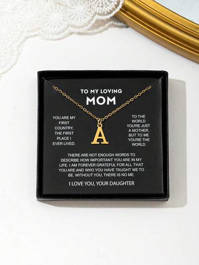 1개 패셔너블한 미니멀리스트 골드 스테인리스 스틸 할로우 26 알파벳 레터 펜던트 목걸이, 쥬얼리 선물 상자, 이니셜 목걸이 쥬얼리, 남편/남자친구를 위한 깜짝 선물, 사랑을 표현하기 위해 매일 착용하기에 적합