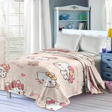 SANRIO Hello Kitty主题法兰绒毯，象牙白底色，饰以可爱的Hello Kitty图案，点缀着蝴蝶结、爱心和泰迪熊，柔软的层次感配色，清新治愈的氛围，温暖可爱的风格，适合作为礼物或家居装饰，可用作披毯、空调毯、沙发毯，非常适合沙发、卧室、露营、旅行，实用且具有纪念意义。 - 彩色 - 查看 5