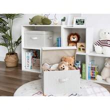 zxxStoeWorks Caas de Almacenamiento de Tela con Tapa Caas rativas para Estantes Cesta Organizadora ble para Arma con Asas Grande as Grises y Blancas Pack de 2caja de oficina - Rayas Grises y Blancas - Ver 2