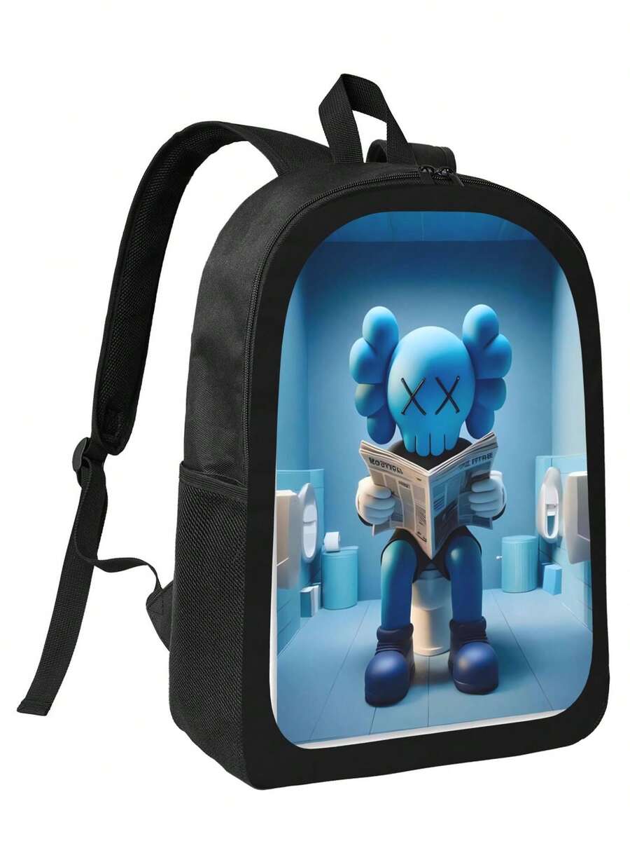 Kawss Kawaii Kaw Anime Cartoon Men&AposLarge Capacity Backpack With Adjustable Shoulder Straps For Convenient Design, Waterproof And Scratch Resistant, Travel, And Commuting Backpacks - 黑色 - 查看 1