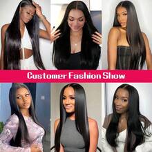 Straight Glueless Wig Human Hair With 5x5 Pre Cut HD Lace Front Wigs Pre Plucked Bleached Knots Pre Everything Put On And Go Wig Natural Hairline For Women - Natural Black - 查看 9