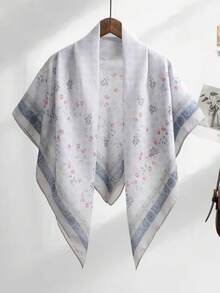 1 Peça Lenço Quadrado Estampado com Planta de 110cm para Mulheres, Hijab de Voile, Floral, Leve, Macio, Confortável, Respirável, Versátil, Hijab Estampado, Lenço de Flor de Alta Qualidade e Atmosfera Delicada, Lenço Decorativo Elegante de Proteção Solar, Lenço Quadrado Multifuncional para Looks, Adequado para Uso Diário, Todas as Estações - Multicolorido - Visão 25