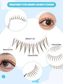 5 Pairs Brown Flame Shaped Realistic Cartoon Eyelashes, Ultra-Fine Stem, Soft & Resilient, Adheres Closely To Eye Area, Delicate & Sweet Makeup False Eyelashes - Spiky Manga Lashes - View 5