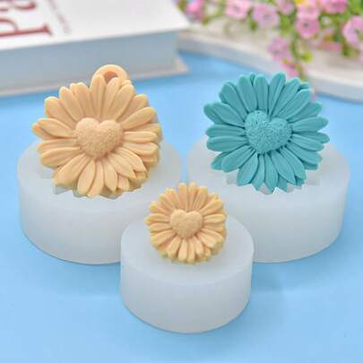 1pc Daisy Heart Shaped Hollow Decor Mold, DIY Car Fragrance Diffuser Stone Silicone Mold