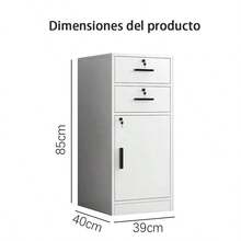 Archivador Para Oficina Y Hogar | Cajonera Con 2 Cajones 1 Puerta - Blanco - Ver 2