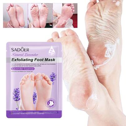 5 قطع | 1 قطعة قناع تقشير القدم لإزالة الجلد الميت والكعوب المتشققة والندبات - قناع قدم ناعم كالطفل - بالخزامى والشيا والصبار - للنساء والرجال