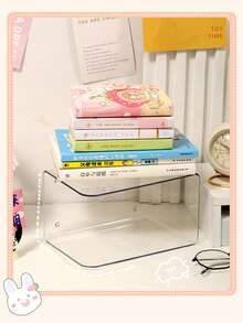 1pc Transparent Desktop File Organizer Rack, Acrylic Book Stand Holder, Table Top Book Shelf - Single Piece - View 7