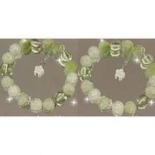 Freesia And Lemon Floral Bracelet, Super Fairy And Skin-Whitening Green Floral Beaded Bracelet, Best Friend And Student Jewelry - 薄荷綠 - 查看 8