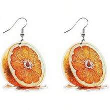 Fruit Dangle Earrings Collection Pickled Cucumber Corn Apple Cauliflower Broccoli Pumpkin Chili Eggplant Cute Earrings - 南瓜 - 查看 3