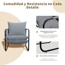zxxATO Silla Indidual con Estructura Mlica y Coines Suaves Diseño de Salas Modernas Oficina o Recamara Perfecta como Sofa para Sala o Sala de  Grissilla de oficina - gris - Ver 6