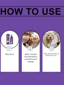 Espuma limpiadora para mascotas - Ingredientes suaves que limpian el olor y mantienen el pelaje de la mascota suave y brillante. Champú antiácaros para mascotas - Fórmula calmante, apta para piel sensible, baja alergenicidad, limpieza profunda e hidratación. Champú para perros, champú, champú para gatos, artículos para perros - 50ml - Ver 7