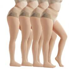 高腰无缝裸色舒适女士连裤袜，大码透明塑形紧身裤，性感肤色丝袜，适合派对和日常穿着 - 彩色 - 查看 7