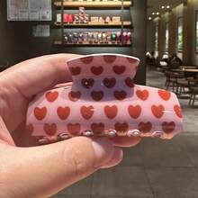1 Pc Woman Mutible Red Heart Print Cute Hair Claws Clips,Pink Accessories Valentine's Day Valentines Hair Jaw Clip Hair Clamps Hair Clutch Hair Catcher Clip, Claw Clip Fall Winter Hair Clip Hair Accessories Women Vacation Outfits Woman Valentines - 紅色 - 查看 5